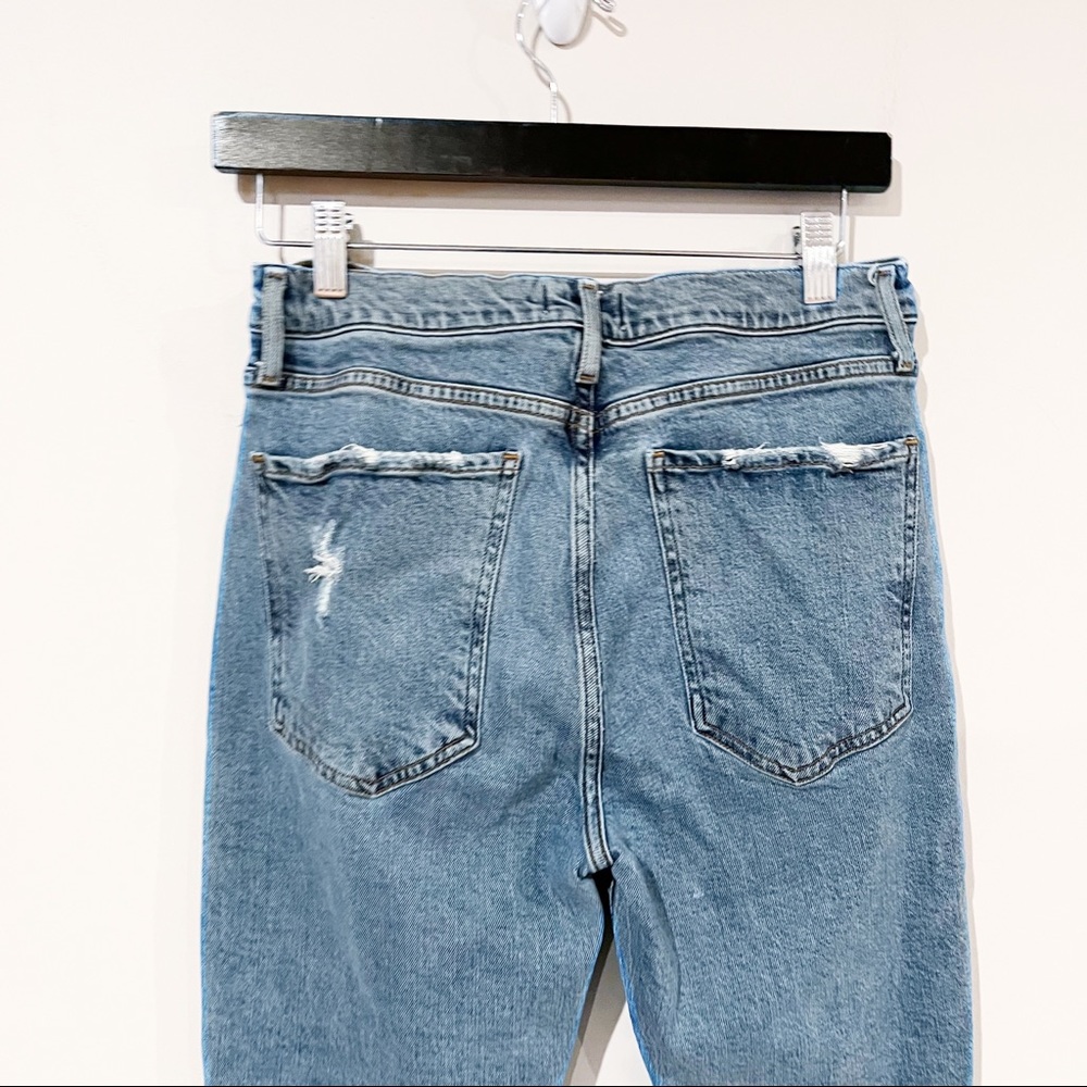 AGOLDE Nico High Rise Slim Fit Rooted Jeans Distressed Chewed Hem Denim Size 29 - Picture 5 of 10